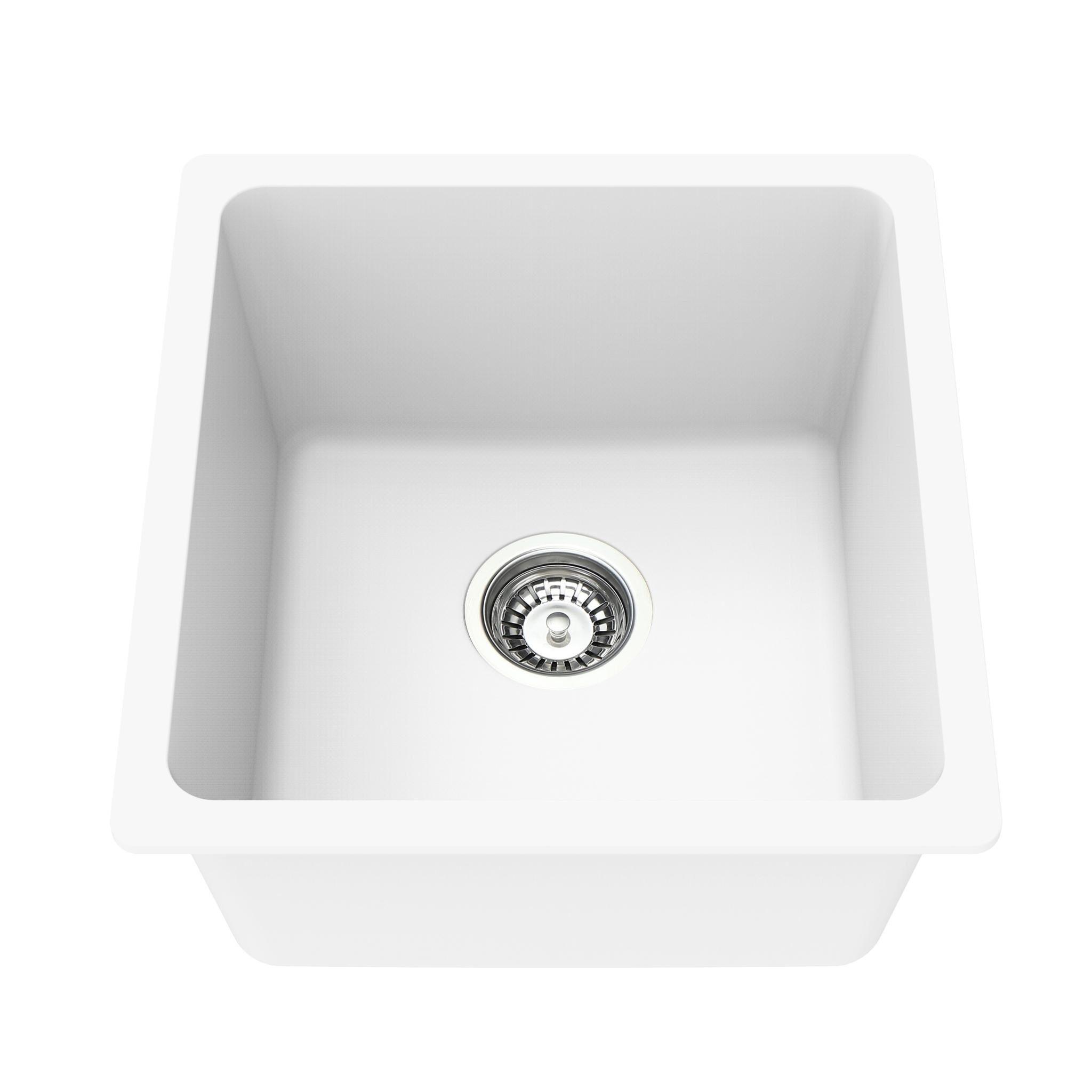 LUKKA CRETE GRANITE SINGLE BOWL KITCHEN SINK ARTIC WHITE 430MM