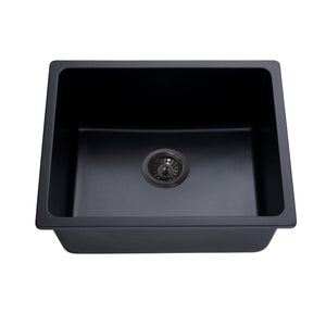 LUKKA CRETE GRANITE SINGLE BOWL KITCHEN SINK MATTE BLACK 550MM