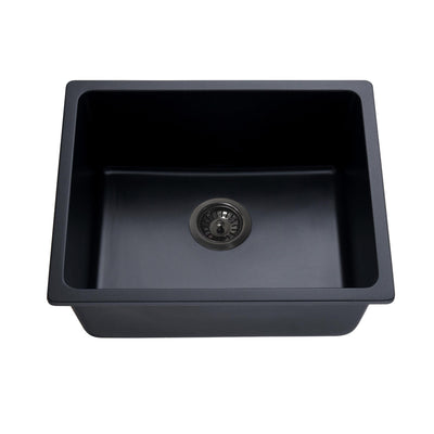 LUKKA CRETE GRANITE SINGLE BOWL KITCHEN SINK MATTE BLACK 550MM