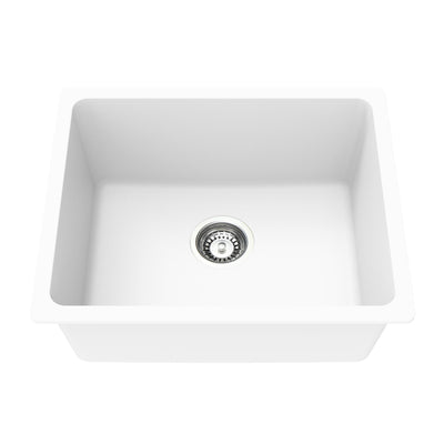 LUKKA CRETE GRANITE SINGLE BOWL KITCHEN SINK ARTIC WHITE 550MM