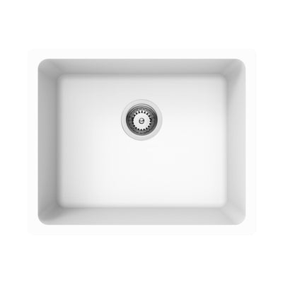 LUKKA CRETE GRANITE SINGLE BOWL KITCHEN SINK ARTIC WHITE 550MM