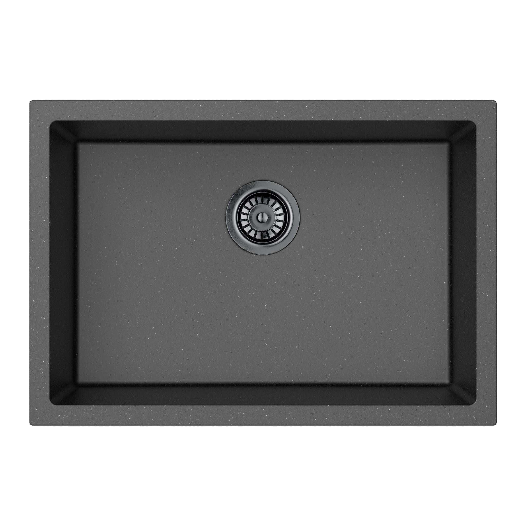 LUKKA CRETE GRANITE SINGLE BOWL KITCHEN SINK MATTE BLACK 660MM