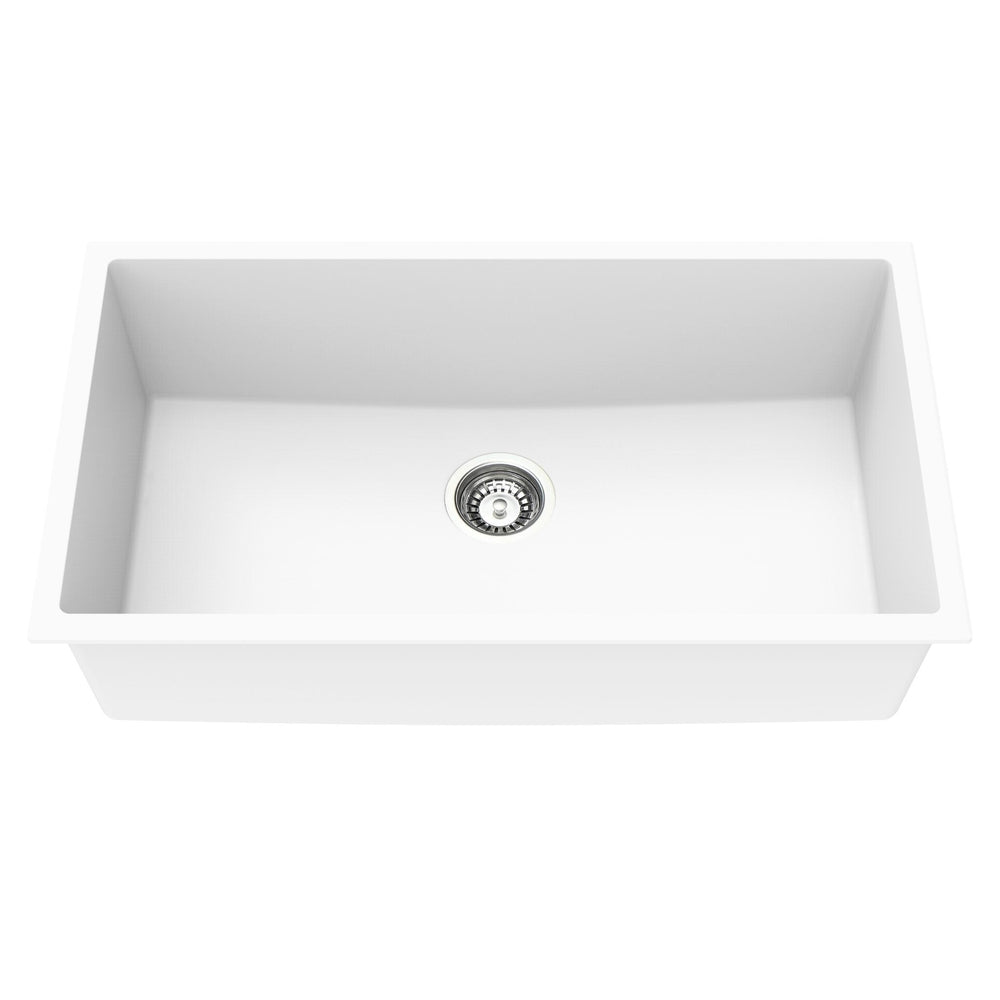 LUKKA CRETE GRANITE SINGLE BOWL KITCHEN SINK ARTIC WHITE 813MM