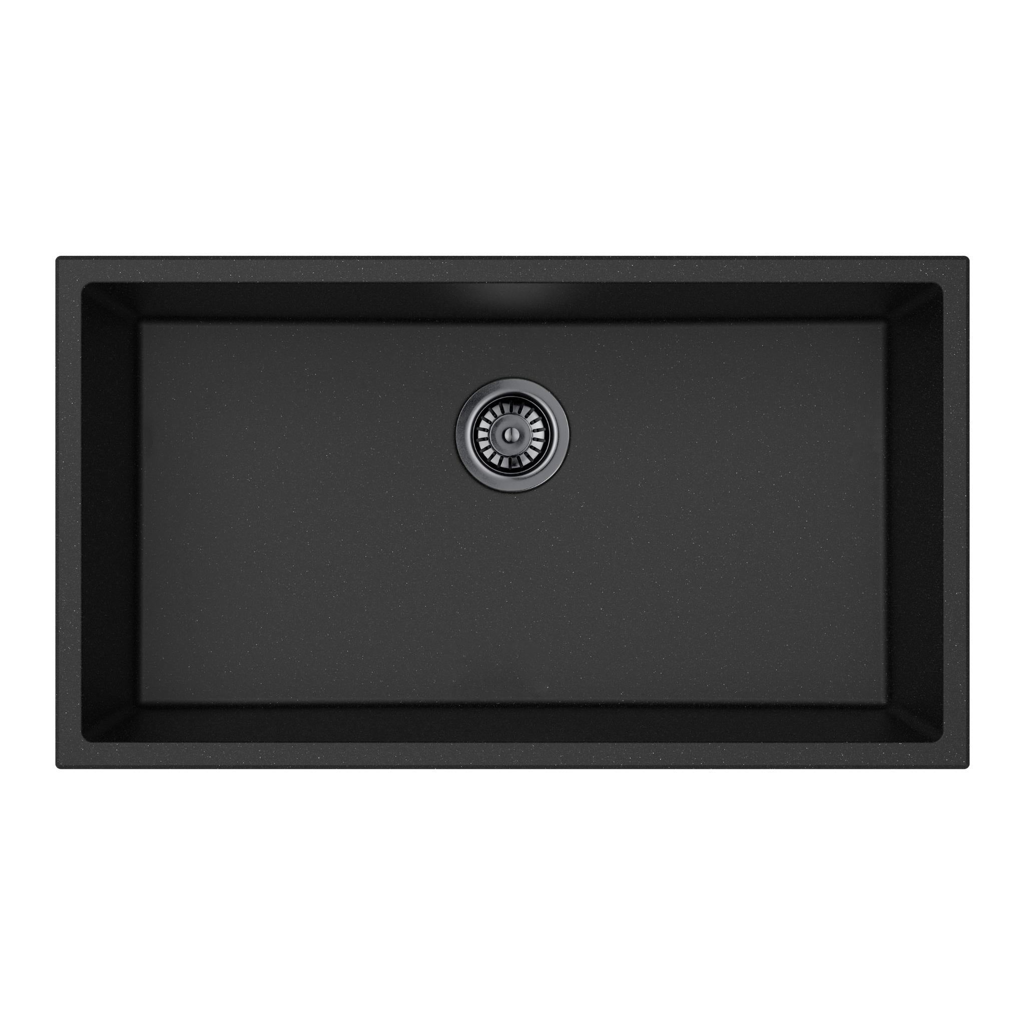 LUKKA CRETE GRANITE SINGLE BOWL KITCHEN SINK MATTE BLACK 813MM