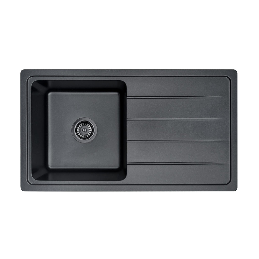LUKKA GABRIO GRANITE SINGLE BOWL SINK WITH DRAINER MATTE BLACK 864MM