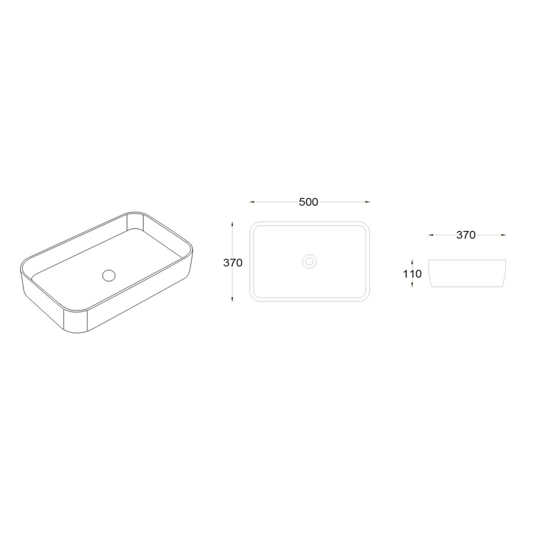 LUKKA KLIFF ABOVE COUNTER BASIN MATTE BLACK 500MM