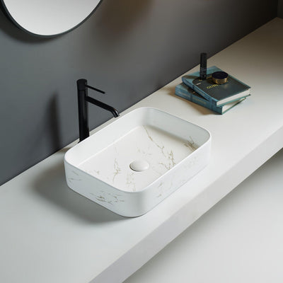 LUKKA KLIFF ABOVE COUNTER BASIN MATTE MARBLE WHITE 500MM