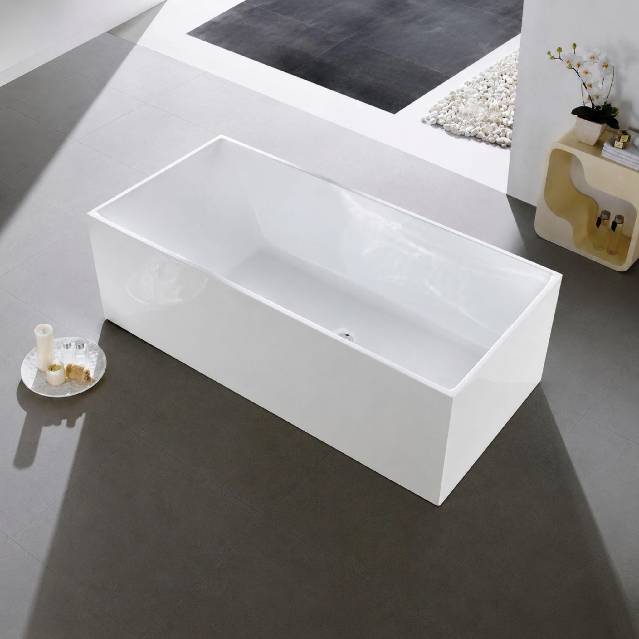 LUKKA KLIFF MULTIFIT FREESTANDING BATHTUB OVERFLOW GLOSS WHITE (AVAILABLE IN 1400MM, 1480MM AND 1690MM)