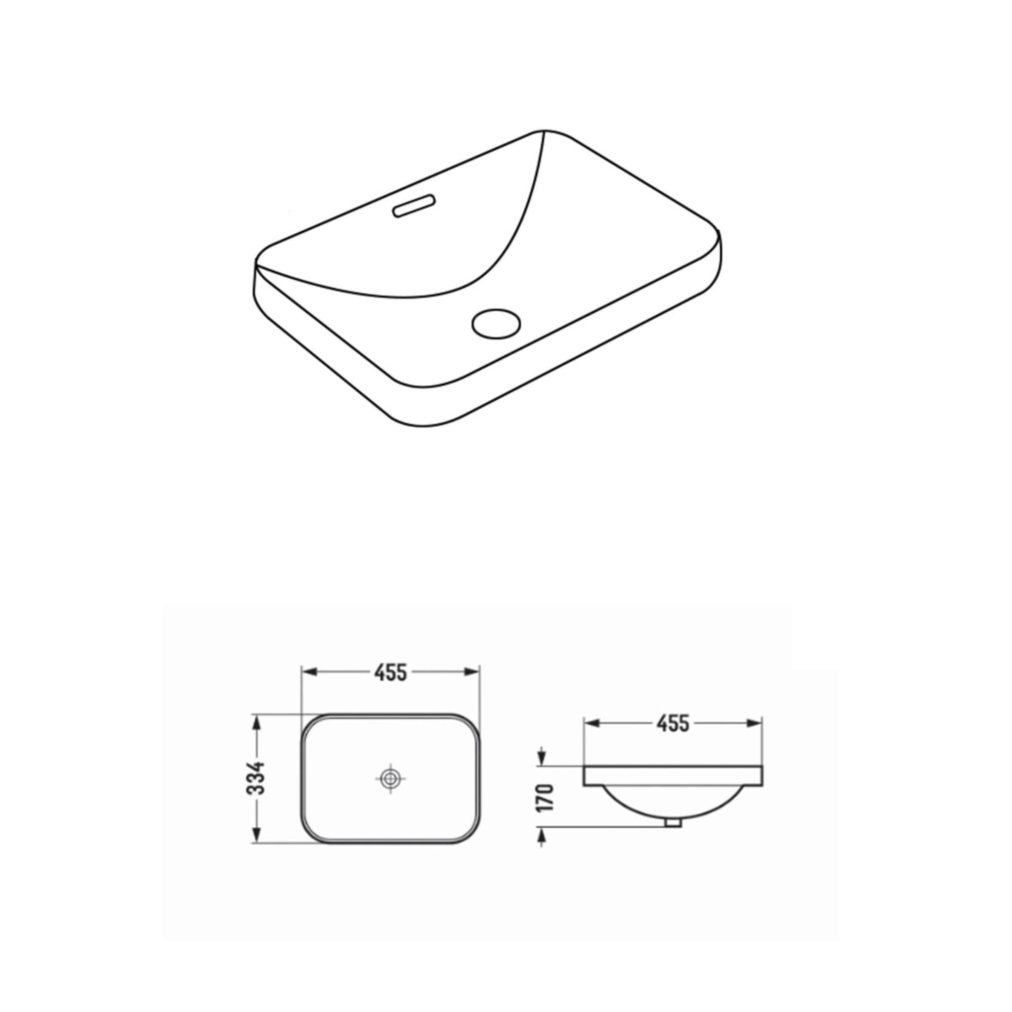 LUKKA KLIFF SEMI INSET BASIN GLOSS WHITE 455MM