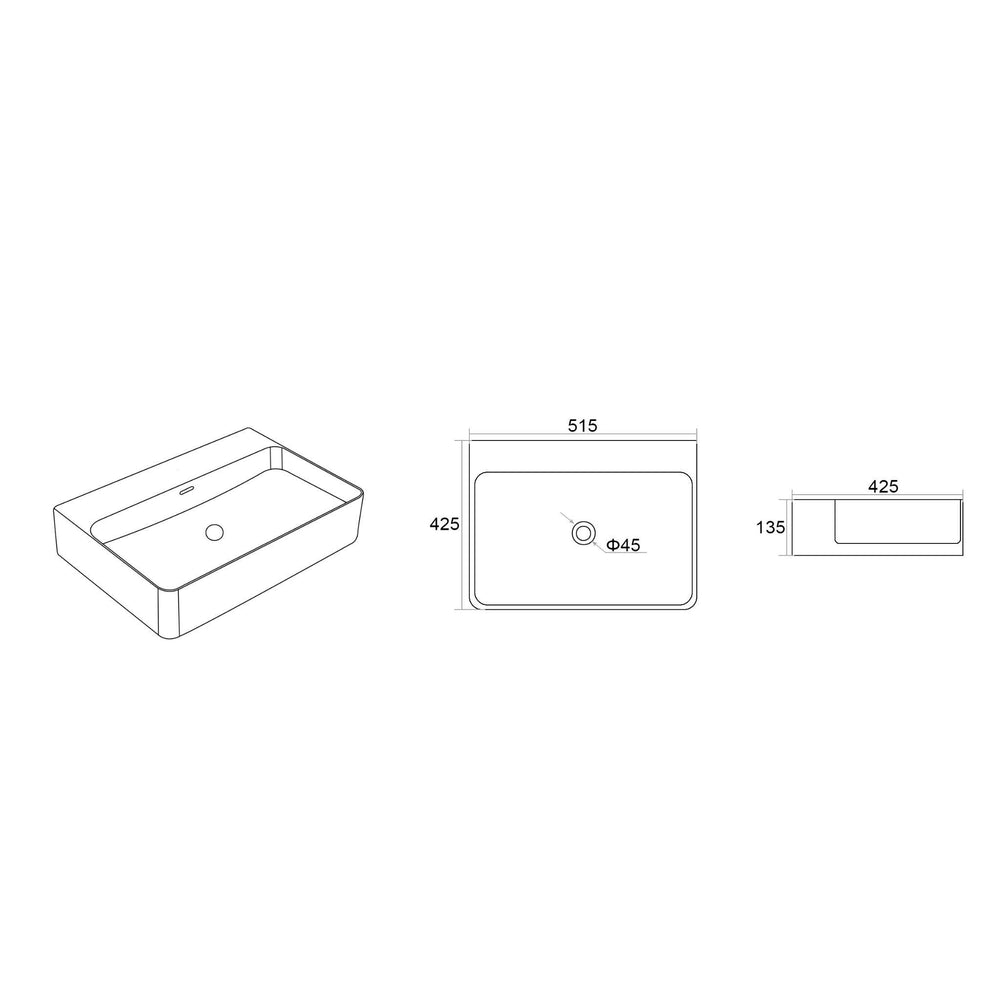 LUKKA KLIFF WALL HUNG / ABOVE COUNTER BASIN GLOSS WHITE 515MM