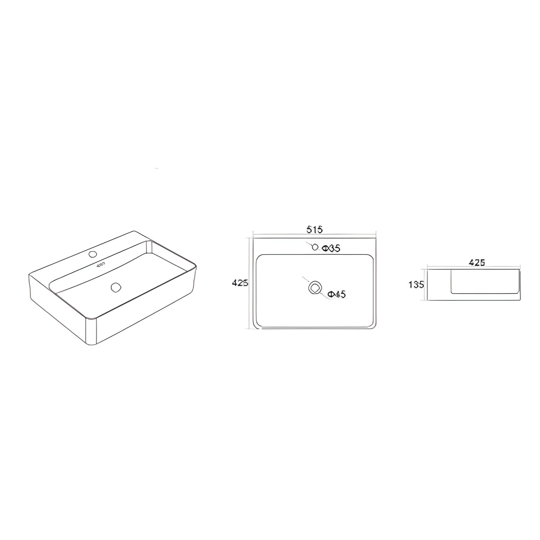 LUKKA KLIFF WALL HUNG / ABOVE COUNTER BASIN GLOSS WHITE 515MM