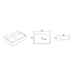 LUKKA KLIFF WALL HUNG / ABOVE COUNTER BASIN MATTE WHITE 515MM