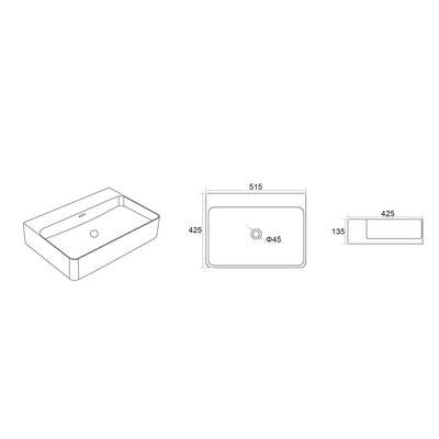 LUKKA KLIFF WALL HUNG / ABOVE COUNTER BASIN MATTE WHITE 515MM