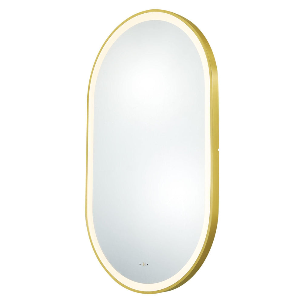 LUKKA ELLIPS OVAL FRAMED LED MIRROR BRUSHED GOLD 450X900MM