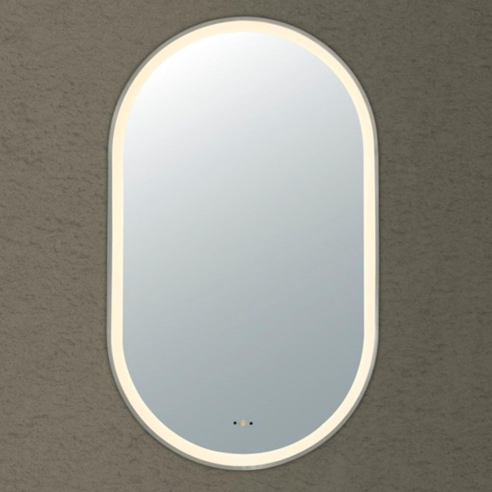 LUKKA ELLIPS OVAL FRAMED LED MIRROR BRUSHED NICKEL 450X900MM