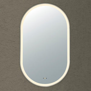 LUKKA ELLIPS OVAL FRAMED LED MIRROR BRUSHED NICKEL 450X900MM