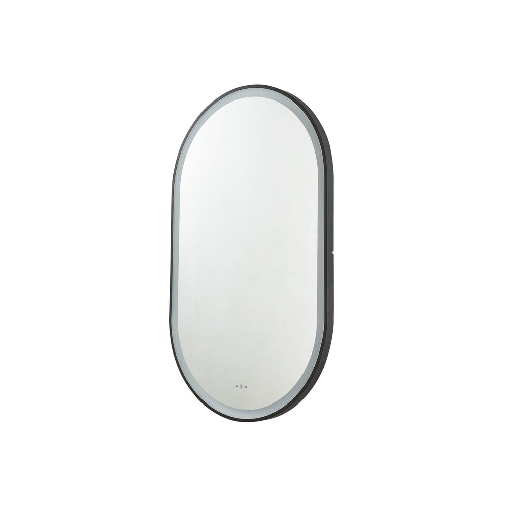 LUKKA ELLIPS OVAL FRAMED LED MIRROR MATTE BLACK 450X900MM