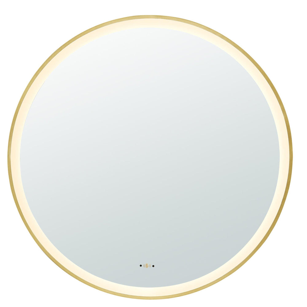 LUKKA ORBIS ROUND FRAMED LED MIRROR BRUSHED GOLD 900X900MM