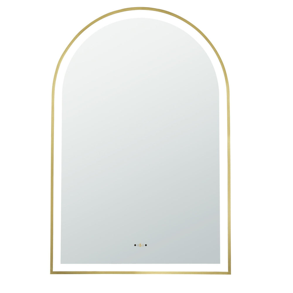 LUKKA ARCO ARCHED FRAMED LED MIRROR BRUSHED GOLD 600X900MM