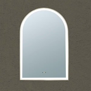 LUKKA ARCO ARCHED FRAMED LED MIRROR BRUSHED NICKEL 600X900MM