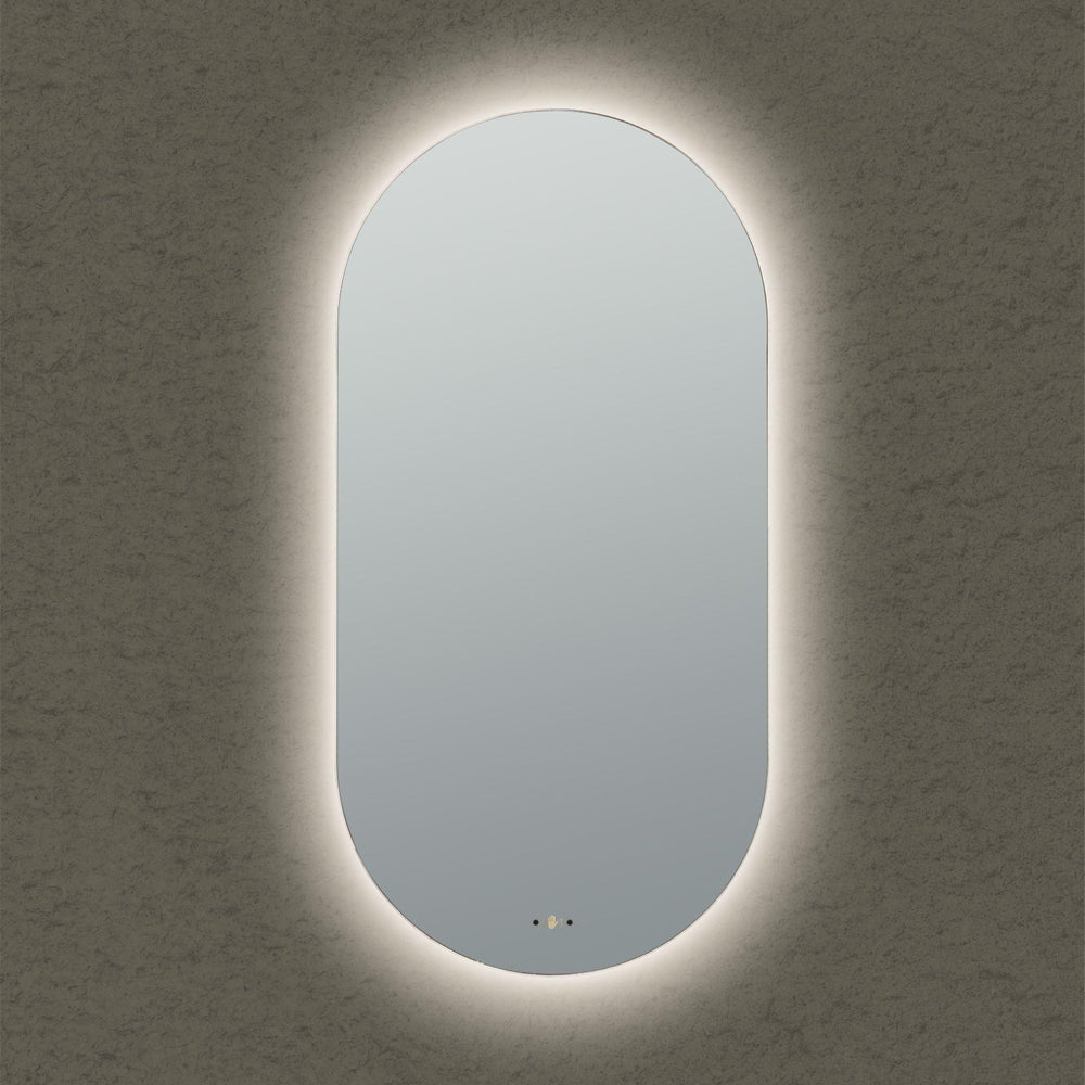 LUKKA ELLIPS OVAL FRAMELESS PENCIL EDGE BACK-LIT LED MIRROR 450X900MM