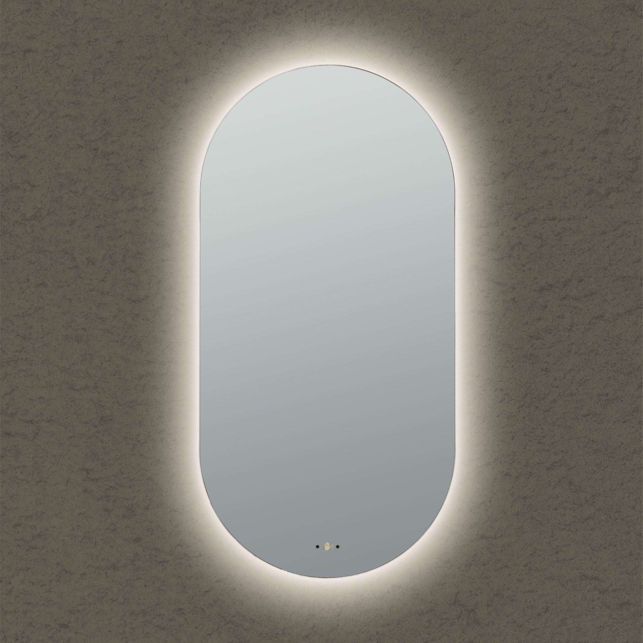 LUKKA ELLIPS OVAL FRAMELESS PENCIL EDGE BACK-LIT LED MIRROR 450X900MM