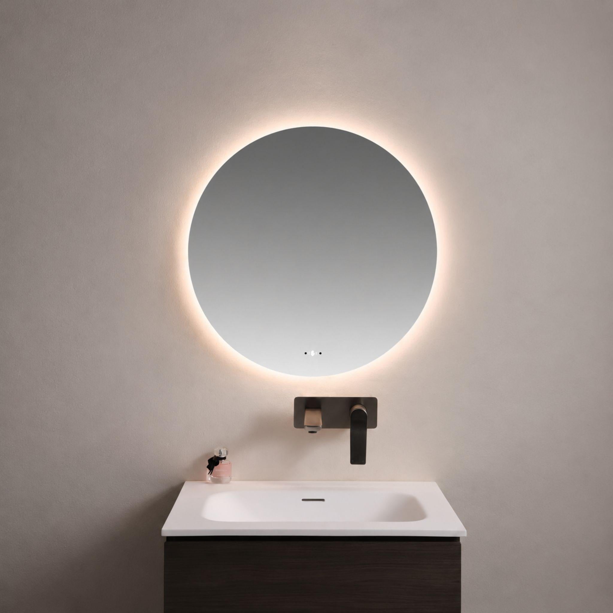 LUKKA ORBIS ROUND FRAMELESS PENCIL EDGE BACK-LIT LED MIRROR 600X600MM