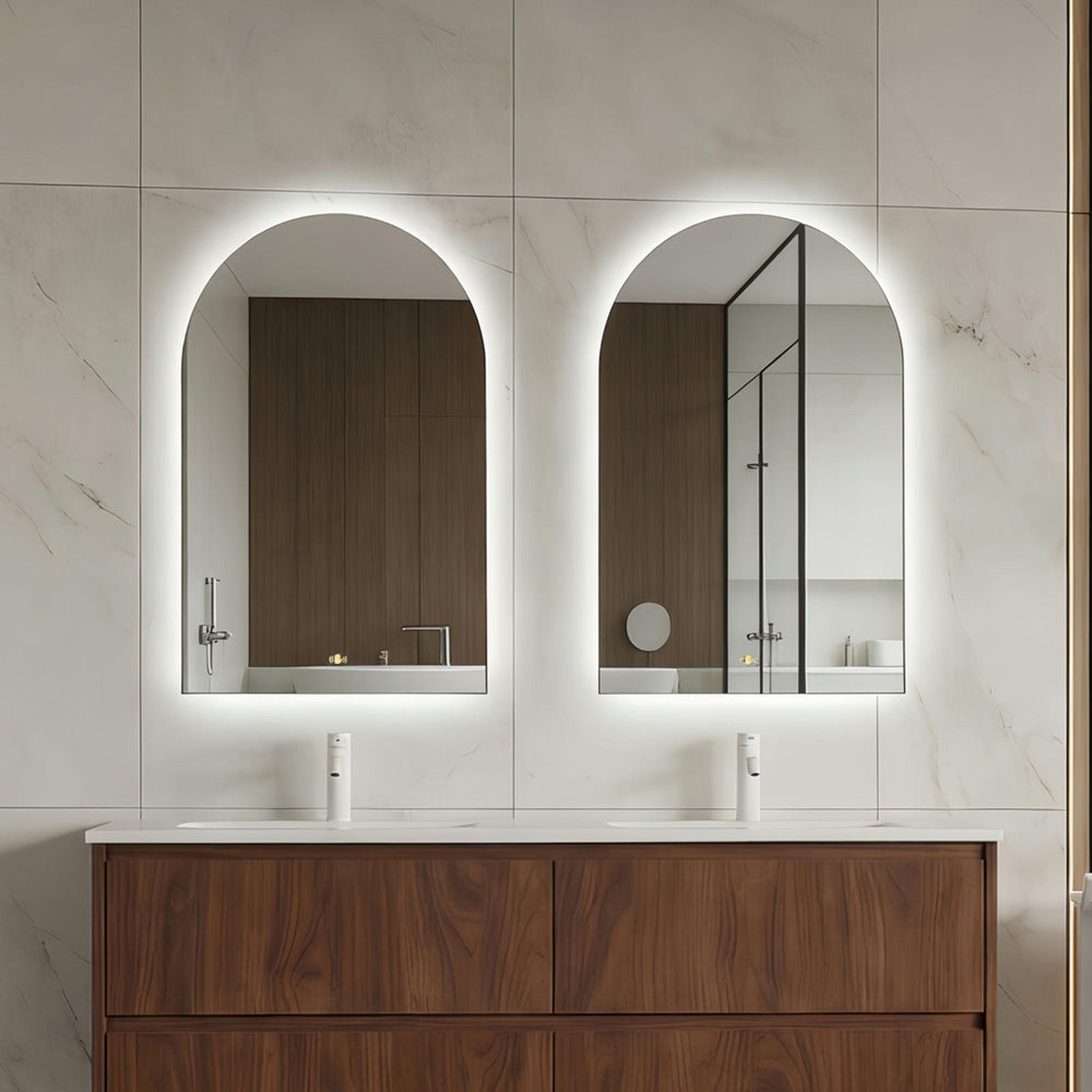 LUKKA ARCO ARCHED FRAMELESS PENCIL EDGE BACK-LIT LED MIRROR 600X900MM