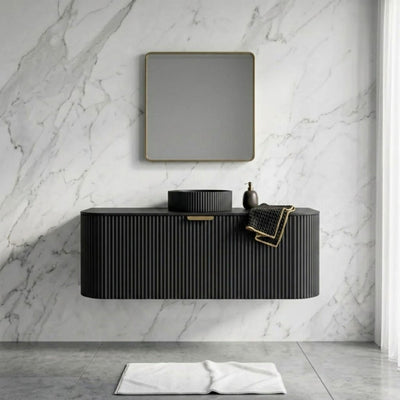 LUKKA AGENA MODERN MATTE BLACK 1200MM SINGLE BOWL WALL HUNG VANITY