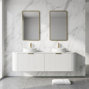 LUKKA AGENA MODERN MATTE WHITE 1500MM DOUBLE BOWL WALL HUNG VANITY
