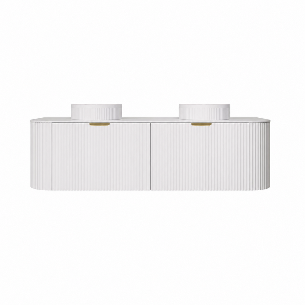 LUKKA AGENA MODERN MATTE WHITE 1500MM DOUBLE BOWL WALL HUNG VANITY