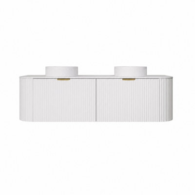 LUKKA AGENA MODERN MATTE WHITE 1500MM DOUBLE BOWL WALL HUNG VANITY