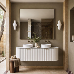 LUKKA AGENA MODERN MATTE WHITE 1500MM DOUBLE BOWL WALL HUNG VANITY