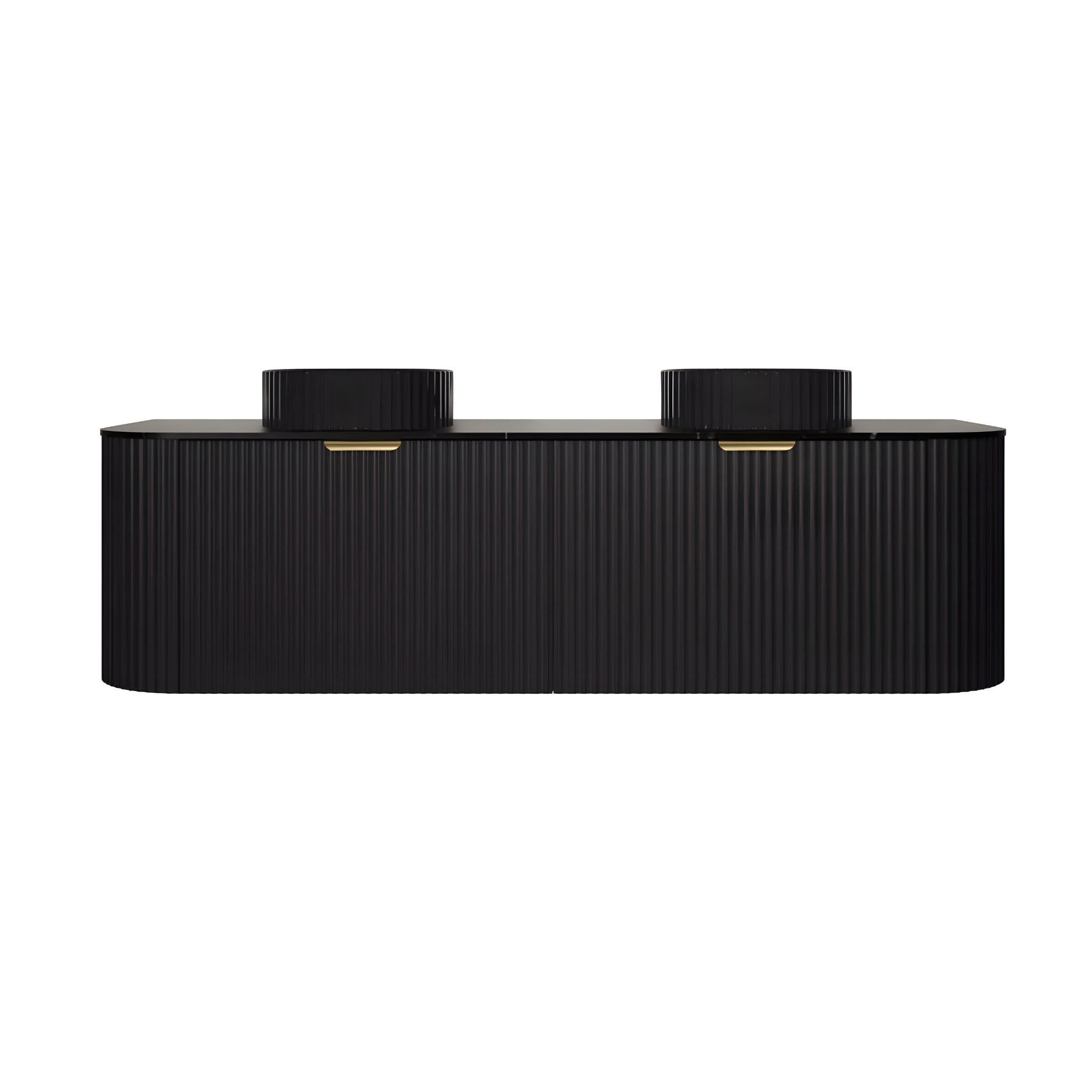 LUKKA AGENA MODERN MATTE BLACK 1500MM DOUBLE BOWL WALL HUNG VANITY