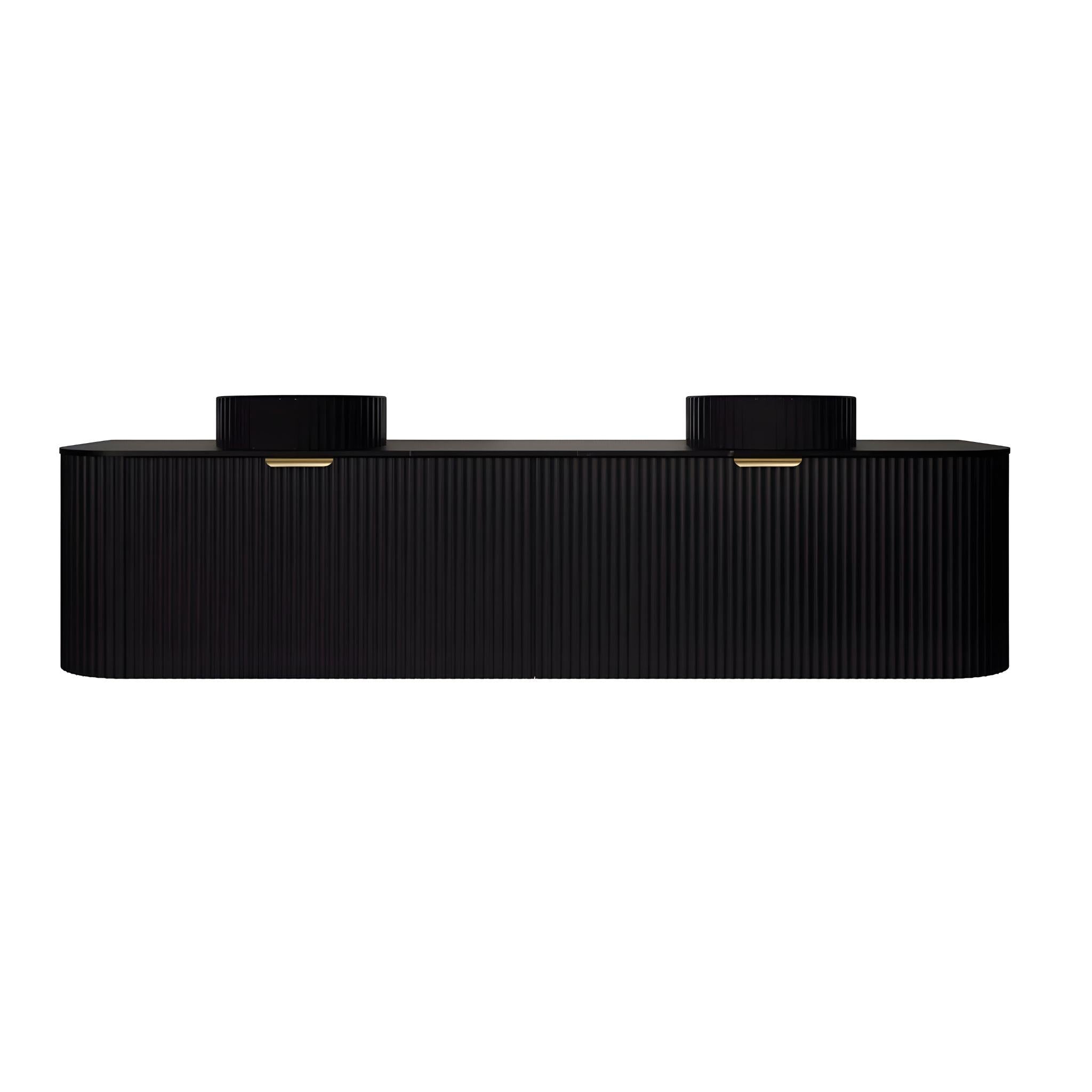 LUKKA AGENA MODERN MATTE BLACK 1800MM DOUBLE BOWL WALL HUNG VANITY
