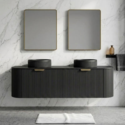 LUKKA AGENA MODERN MATTE BLACK 1800MM DOUBLE BOWL WALL HUNG VANITY