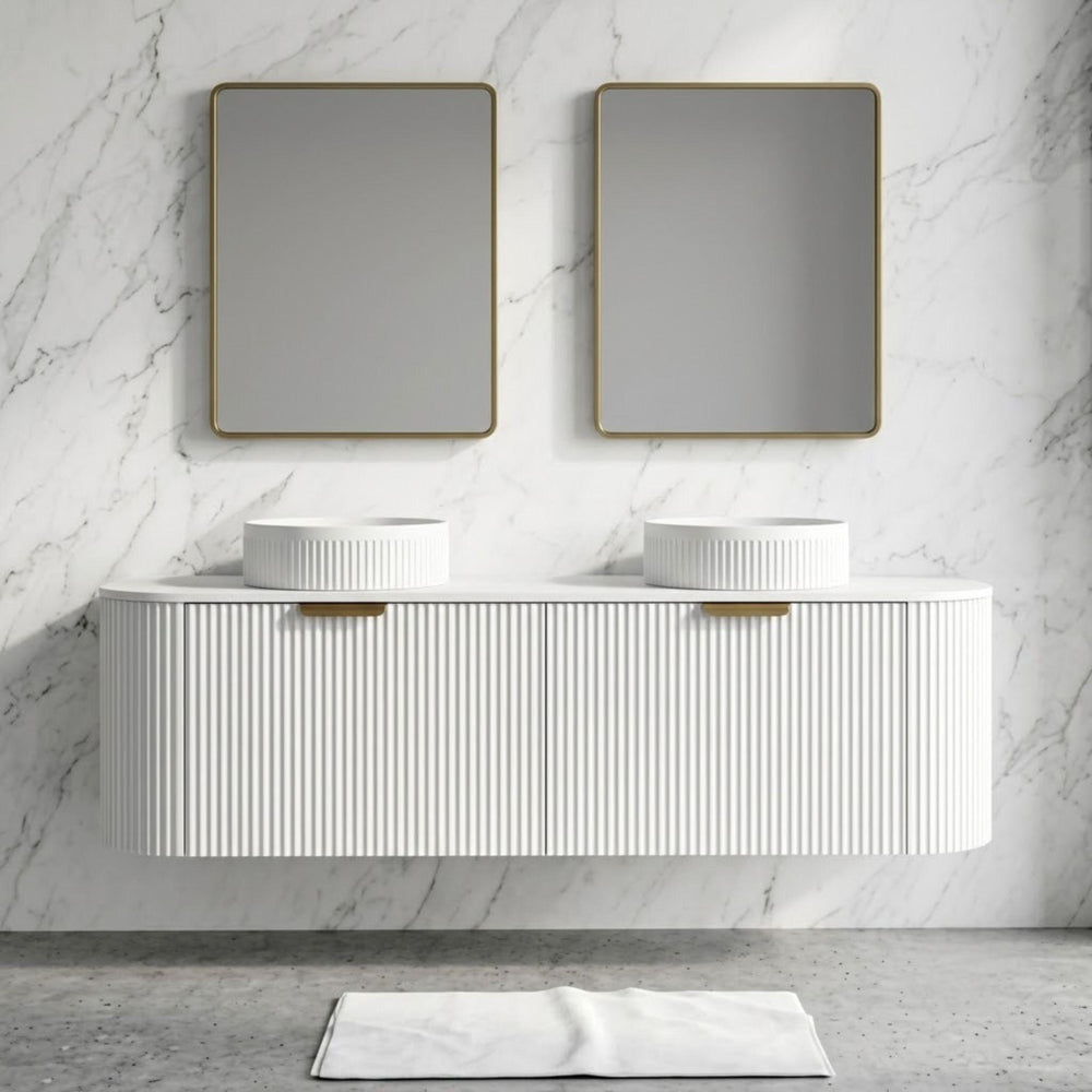 LUKKA AGENA MODERN MATTE WHITE 1800MM DOUBLE BOWL WALL HUNG VANITY