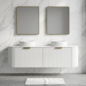 LUKKA AGENA MODERN MATTE WHITE 1800MM DOUBLE BOWL WALL HUNG VANITY