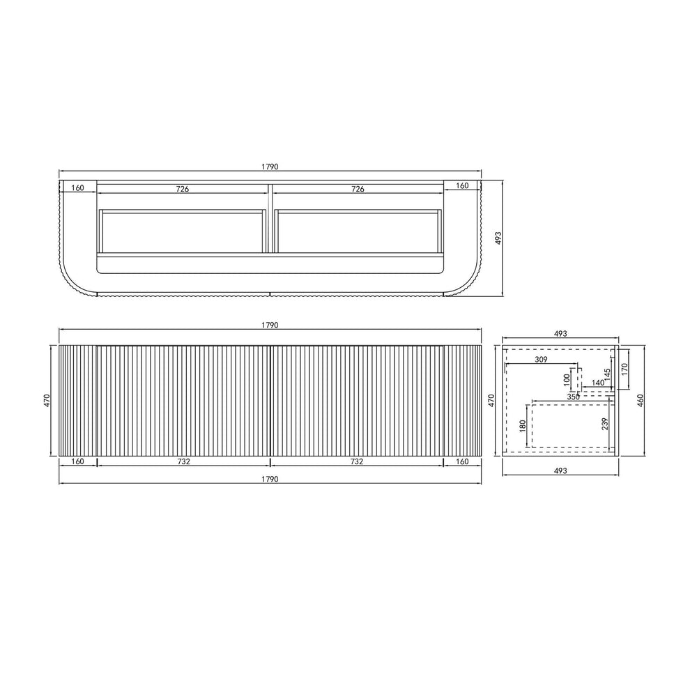 LUKKA AGENA MODERN MATTE WHITE 1800MM DOUBLE BOWL WALL HUNG VANITY
