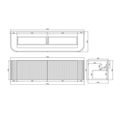 LUKKA AGENA MODERN MATTE WHITE 1800MM DOUBLE BOWL WALL HUNG VANITY