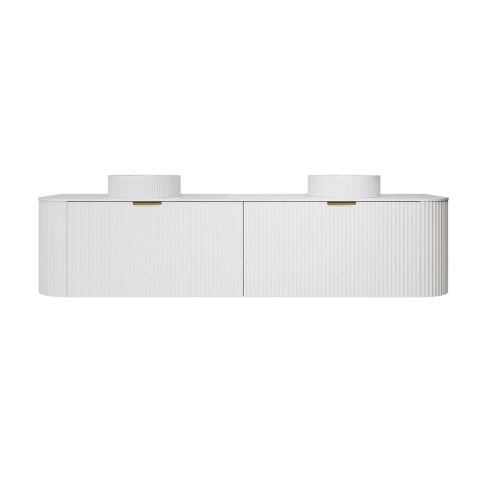 LUKKA AGENA MODERN MATTE WHITE 1800MM DOUBLE BOWL WALL HUNG VANITY