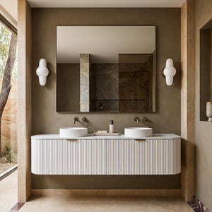 LUKKA AGENA MODERN MATTE WHITE 1800MM DOUBLE BOWL WALL HUNG VANITY
