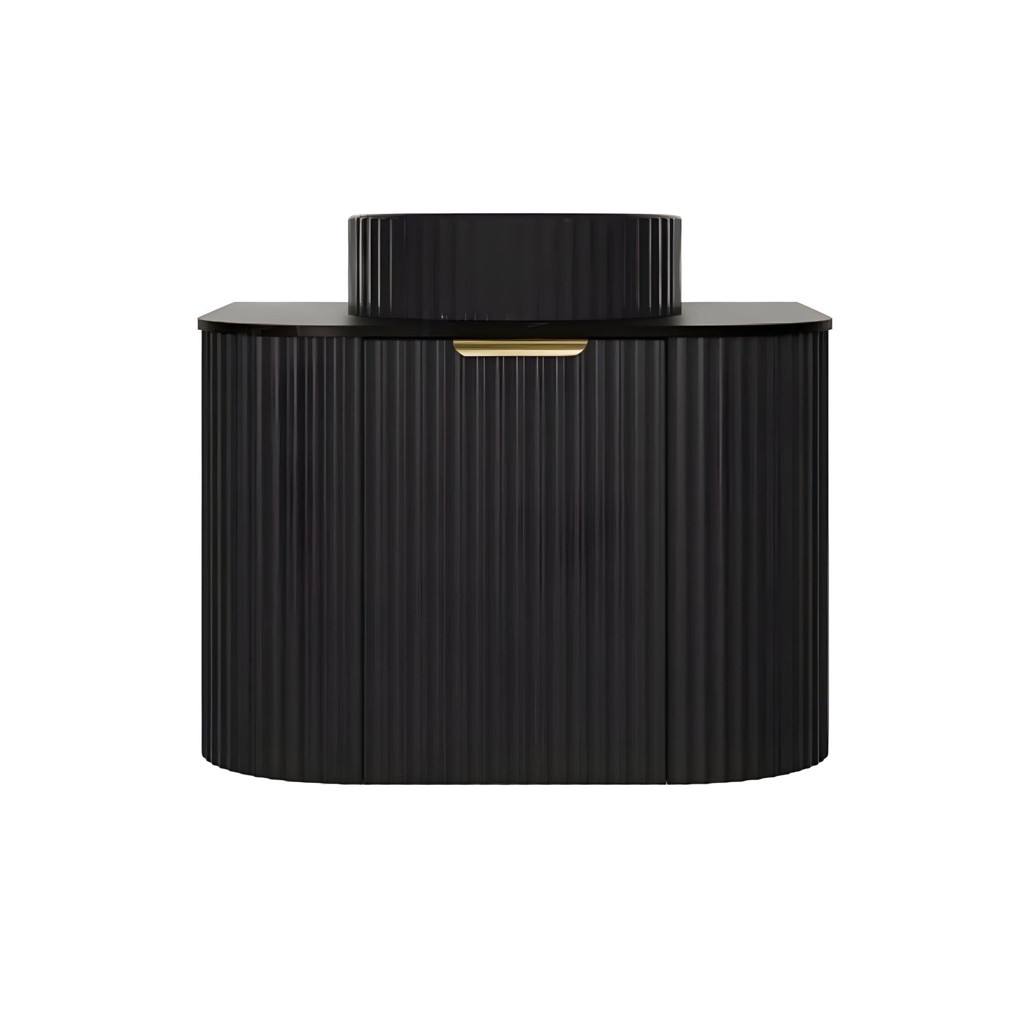 LUKKA AGENA MODERN MATTE BLACK 600MM SINGLE BOWL WALL HUNG VANITY