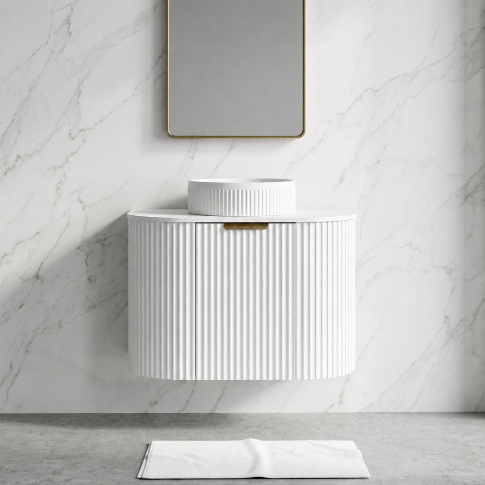LUKKA AGENA MODERN MATTE WHITE 600MM SINGLE BOWL WALL HUNG VANITY