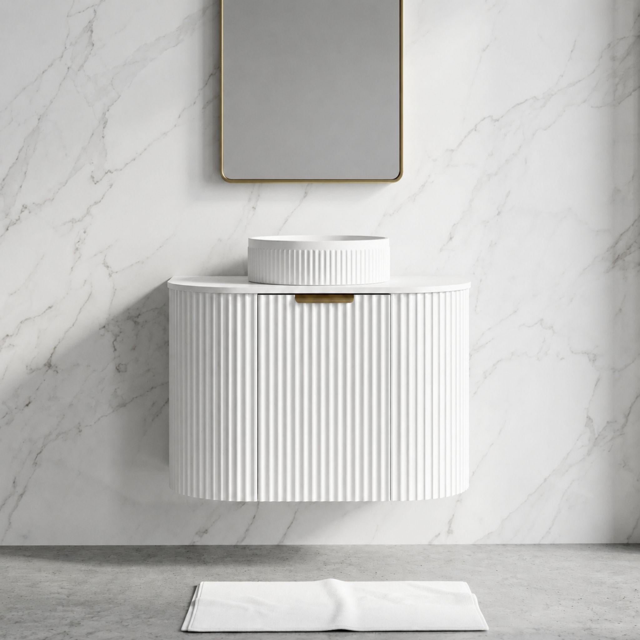 LUKKA AGENA MODERN MATTE WHITE 600MM SINGLE BOWL WALL HUNG VANITY