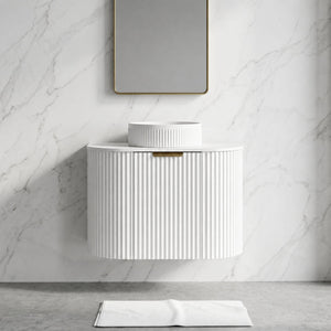 LUKKA AGENA MODERN MATTE WHITE 600MM SINGLE BOWL WALL HUNG VANITY