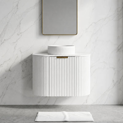 LUKKA AGENA MODERN MATTE WHITE 600MM SINGLE BOWL WALL HUNG VANITY
