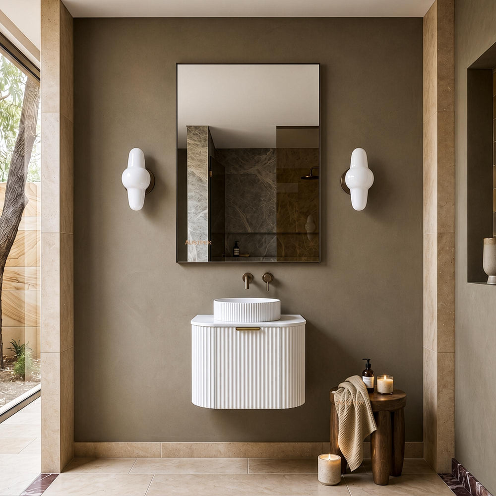 LUKKA AGENA MODERN MATTE WHITE 600MM SINGLE BOWL WALL HUNG VANITY