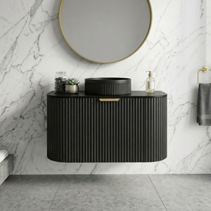 LUKKA AGENA MODERN SLIM MATTE BLACK 750MM SINGLE BOWL WALL HUNG VANITY