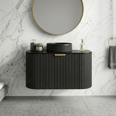 LUKKA AGENA MODERN SLIM MATTE BLACK 750MM SINGLE BOWL WALL HUNG VANITY